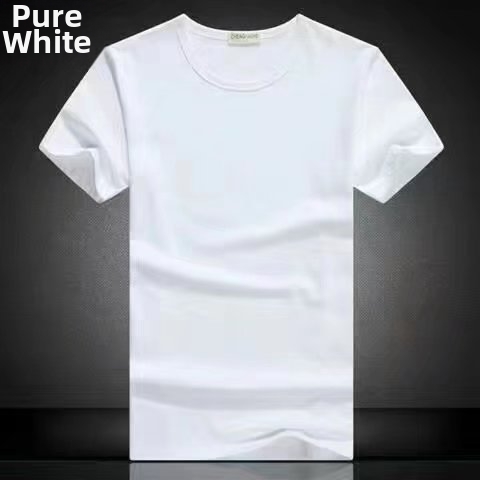 Men's Slim Fit T-Shirt Round Neck Short Sleeve Solid Color Summer Trendy Couple Top Versatile Basic Graphic Print_viptrois.com