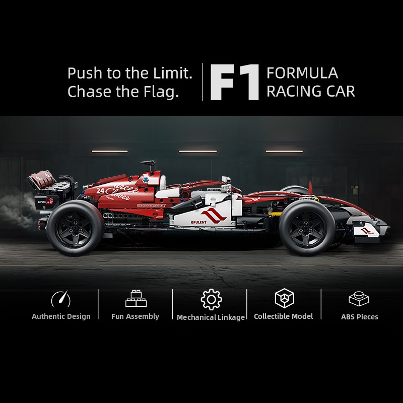 Rode Formule 1 raceauto bouwblokken, compatibel met speelgoed, verjaardagscadeau voor kinderen en volwassenen._voghion.com