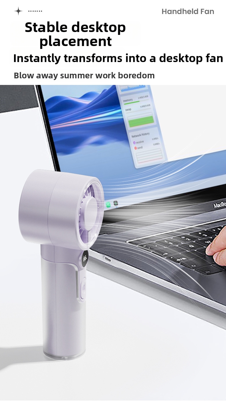 Handheld Portable Fan With Turbine Engine And Digital Display_voghion.com