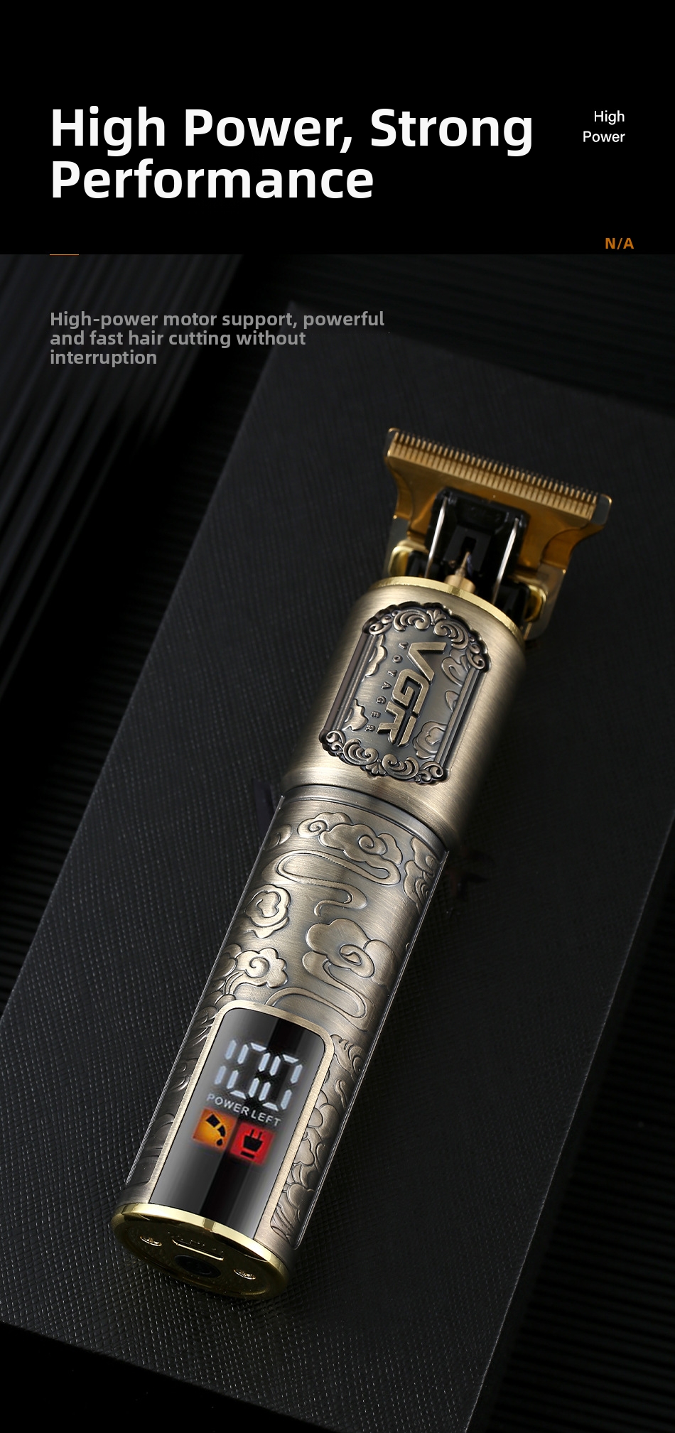 Professional Electric Hair Trimmer With Digital Display For Men_voghion.com