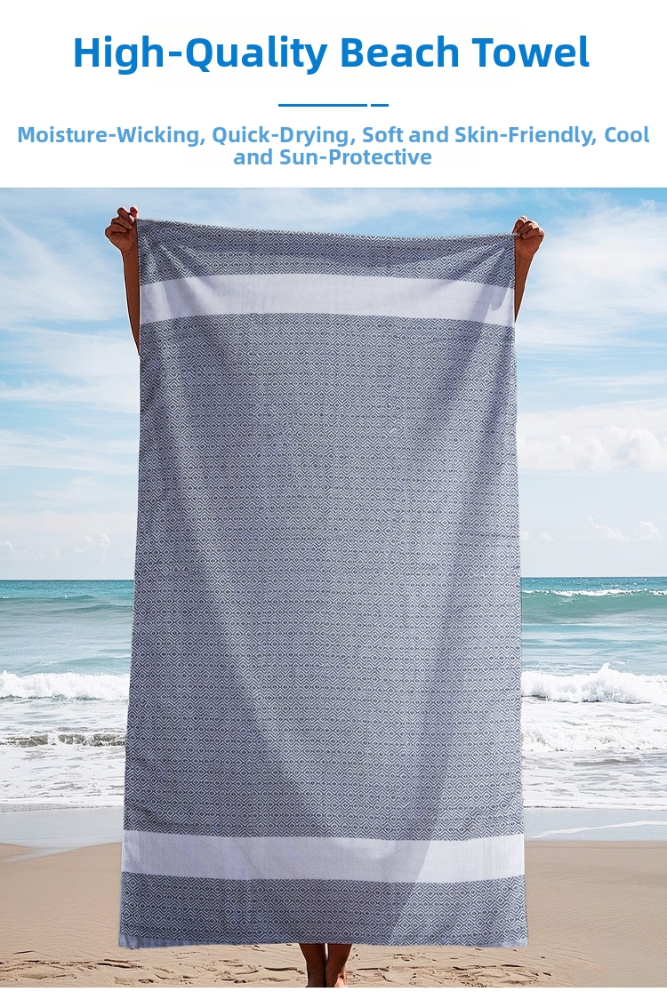 Serviette de plage à motif losanges, absorbante, à séchage rapide, douce et agréable au toucher, grande taille, plusieurs couleurs disponibles._voghion.com