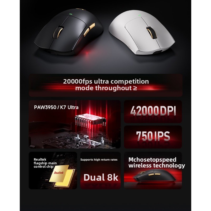 Mchose K7 Ultra Lightweight Wireless Gaming Mouse Paw3950 8k_voghion.com