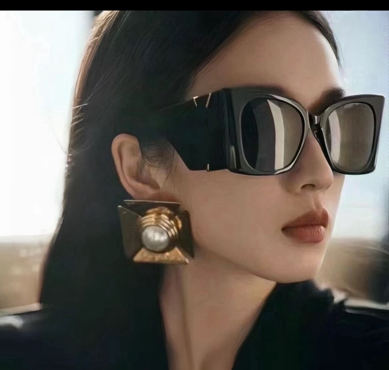 Cross-Border 2025 New European and American Fashion Versatile Sl Square Frame Butterfly Sunglasses Wide Temple Stylish Trendy Sunglasses