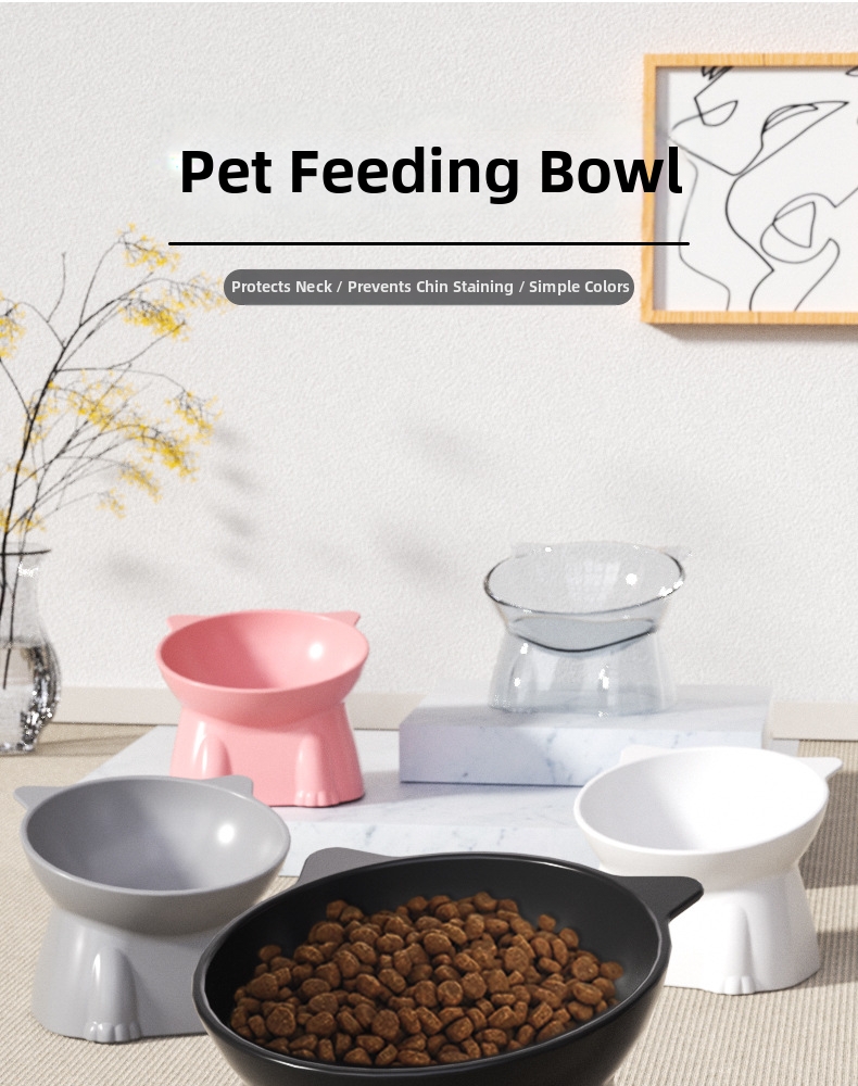 Gamelle pour chat surélevée avec support cou incliné antidérapant_voghion.com