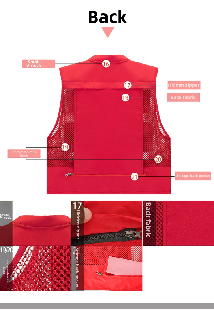 Multi Pocket Mesh Work Vest For Outdoor Hiking And Fishing Sports_voghion.com