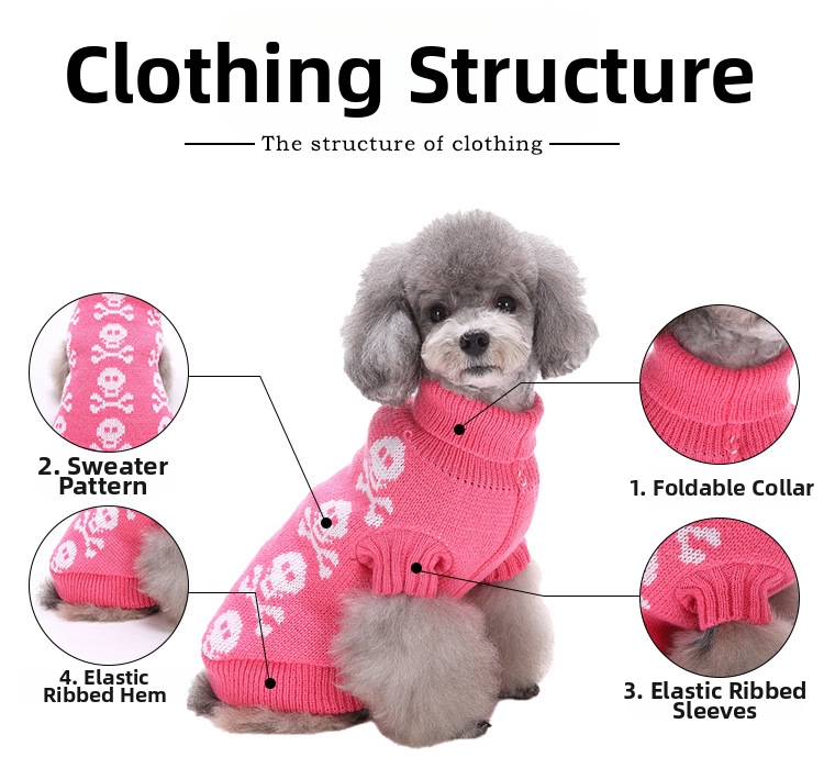 Dog Christmas Turtleneck Pet Sweater With Bone Stripe Design_voghion.com