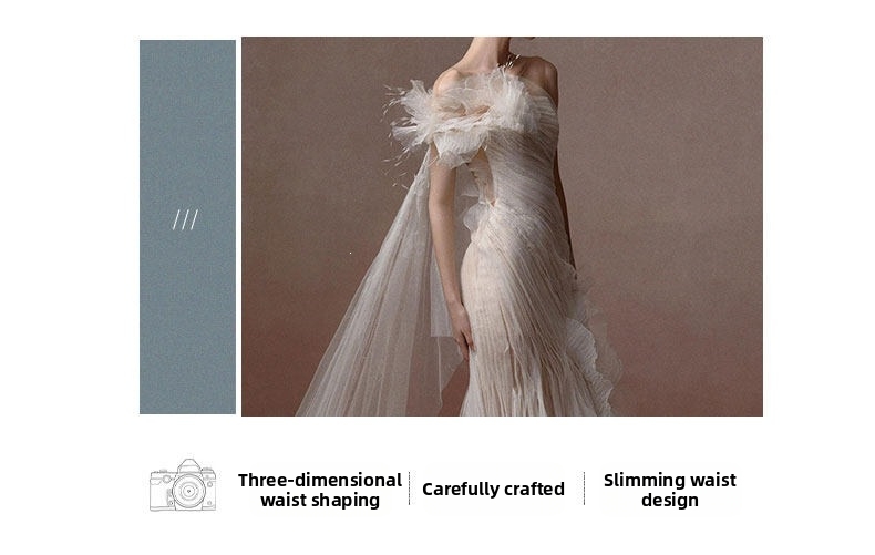 French Style One Shoulder Light Wedding Dress Super Fairy like Elegant Bridal Gown Luxury Mermaid Dress for Wedding Reception_ecoleips.com