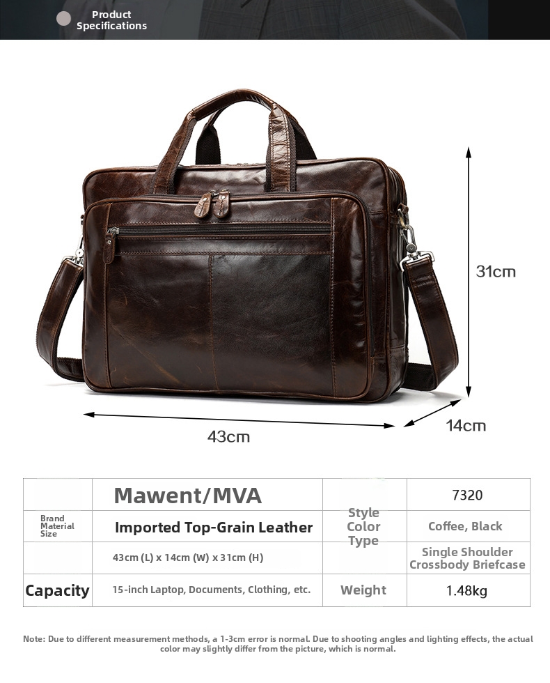Men's Leather Briefcase Genuine Cowhide Business Bag For Men_voghion.com