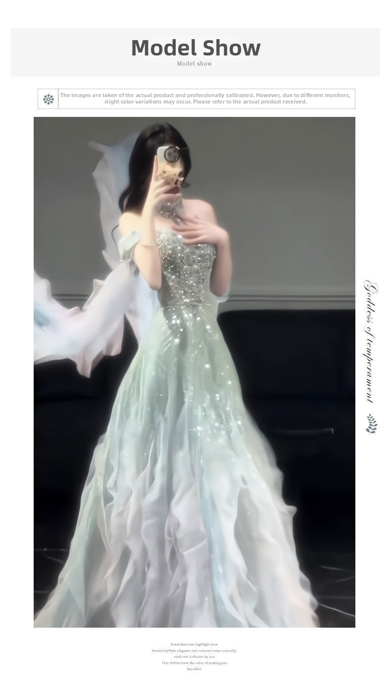 New 2026 Off-Shoulder Evening Gown for Proms Elegant Luxurious Women's Party Wear Super Fairy like Dress for Hosts Students Art Exams_ecoleips.com
