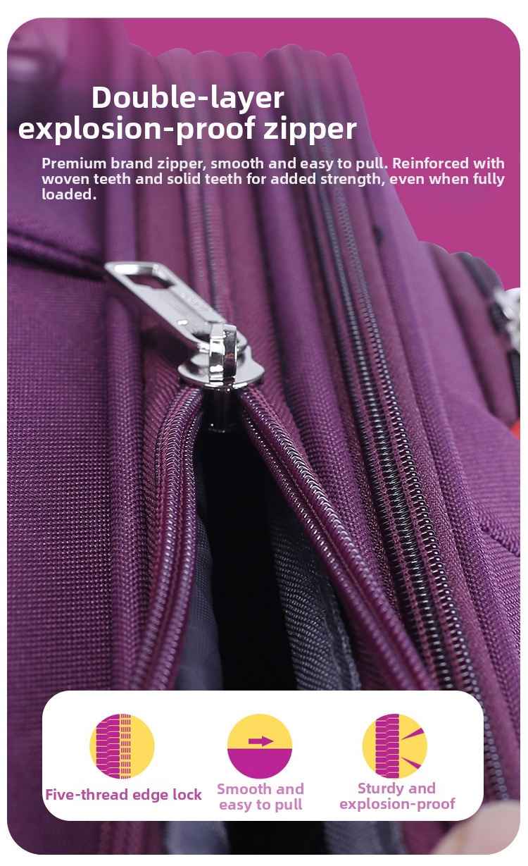 Rolling Suitcase Oxford Cloth Trolley Case With Business Lock_voghion.com
