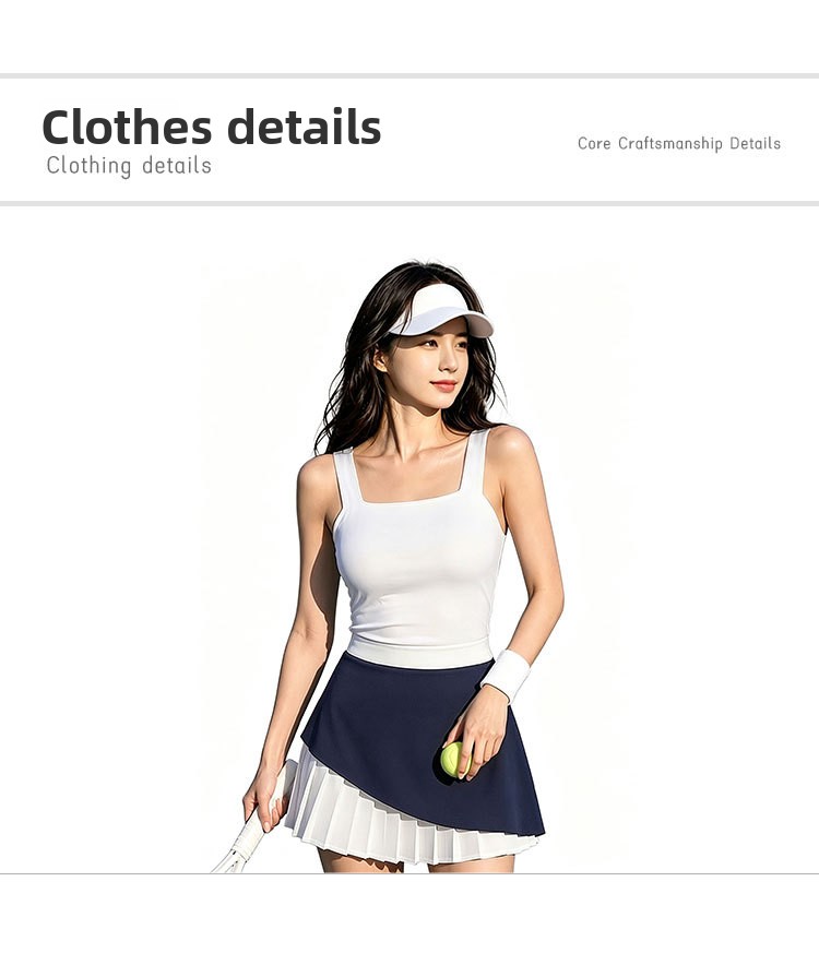 Women's color-block pleated tennis skirt details