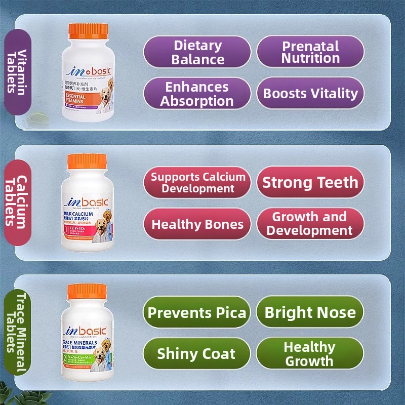 Comprimidos de cálcio à base de leite de cabra para filhotes, suplemento vitamínico para fortalecer e promover a saúde óssea em cães idosos, probiótico para alimentação de animais de estimação._voghion.com