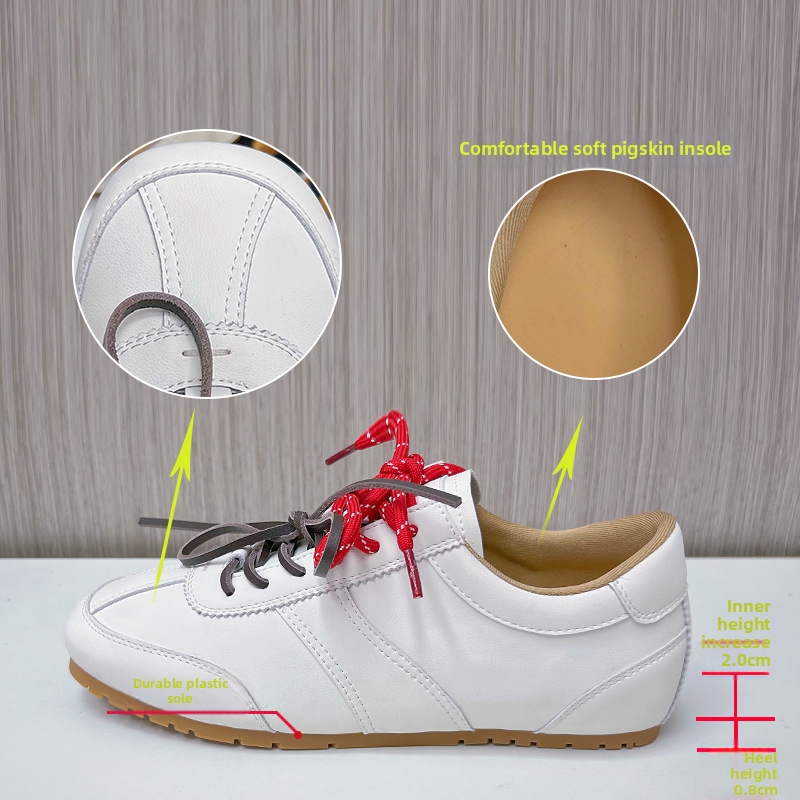 Damen-Sportschuhe aus echtem Leder, flach, deutscher Trainingsstil, lässig, vielseitig, weiß, Ponyhaar_voghion.com