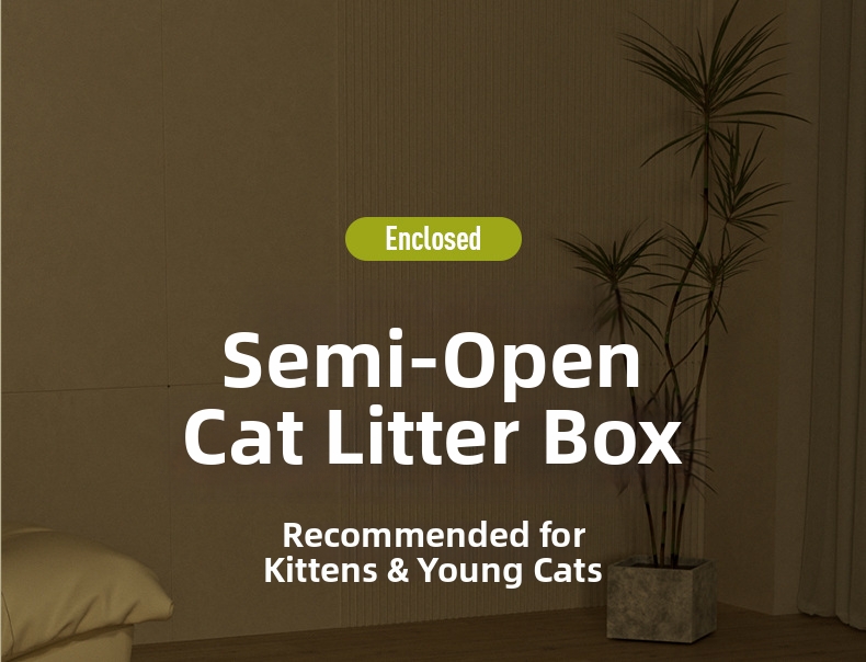 Extra Large Anti Splash Cat Litter Box Open Semi Enclosed Tray_voghion.com