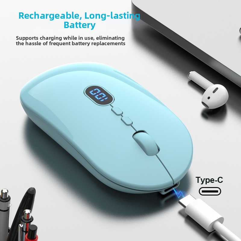 Kabellose Maus mit Bluetooth-Ladefunktion, geräuscharmem Betrieb und Akkuanzeige. Geeignet für Büro und Geschäftsgebrauch. USB-Computer._voghion.com