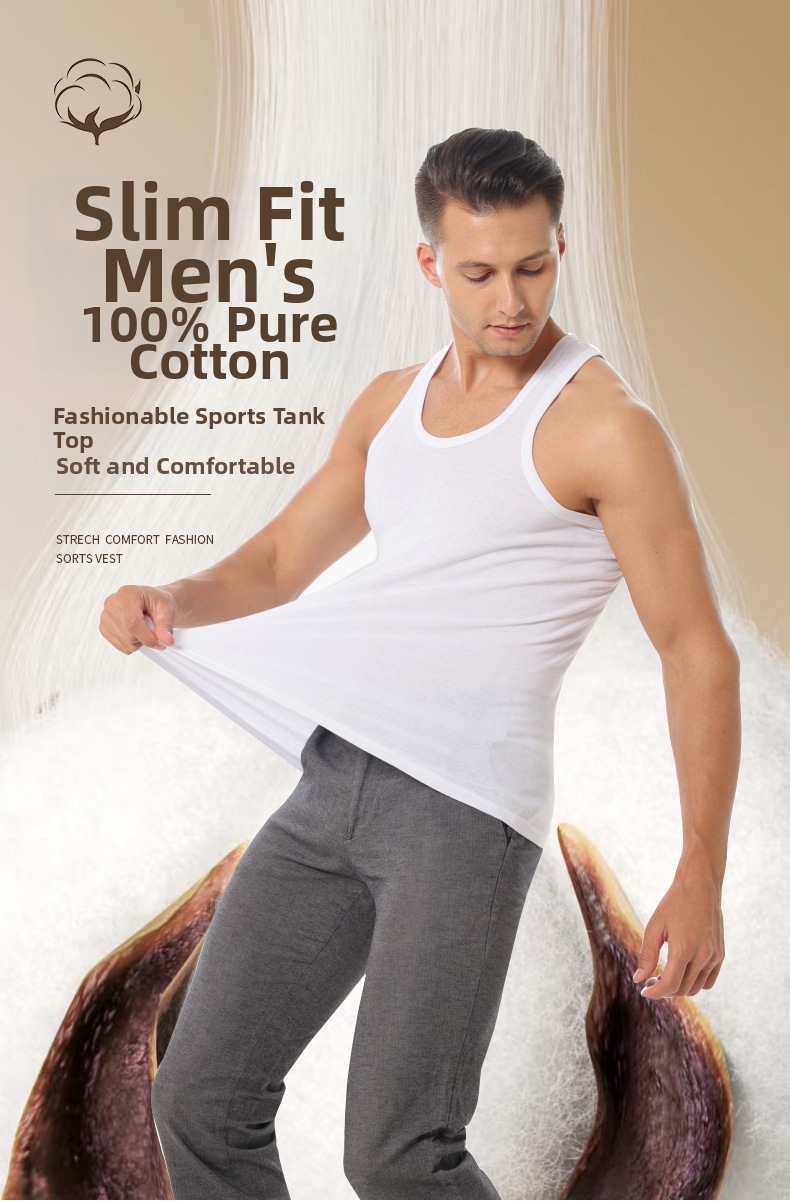 Men's Clothing Men's 100% Cotton Vest For Sports And Fitness Tight Fit Breathable Inner Wear Summer Top For Formal & Casual_viptrois.com