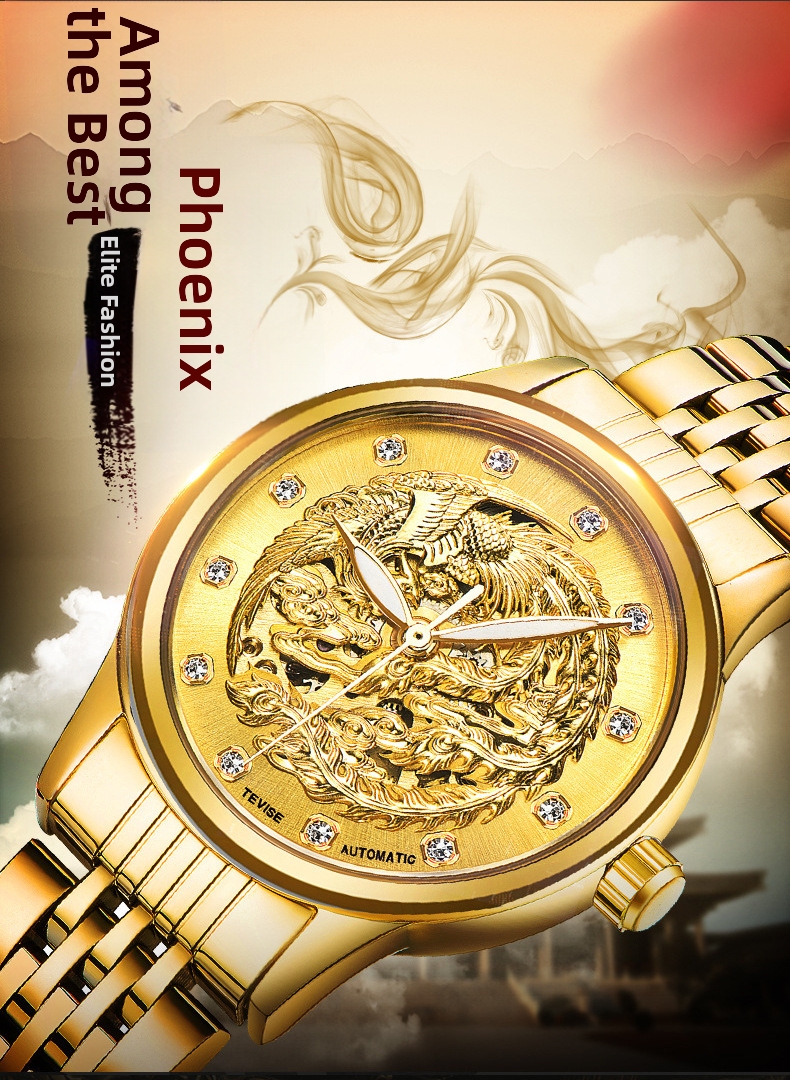 Automatic Mechanical Watch Dragon Phoenix Couple Waterproof_voghion.com