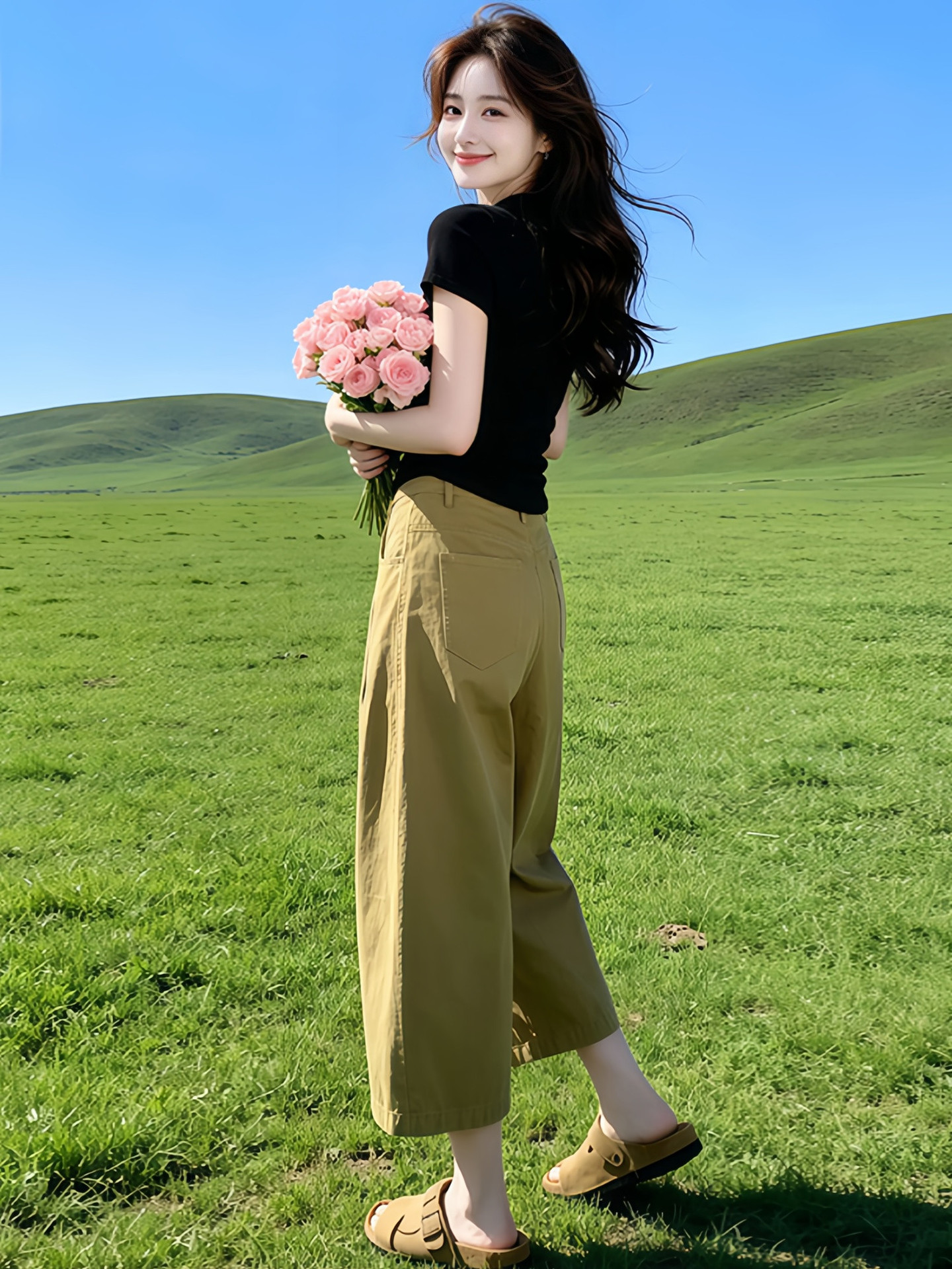 Gray Cargo Jeans for Women High Waist Wide Leg Casual Cropped Pants Slimming High Street Loose Fit New Summer Lazy Style_ecoleips.com