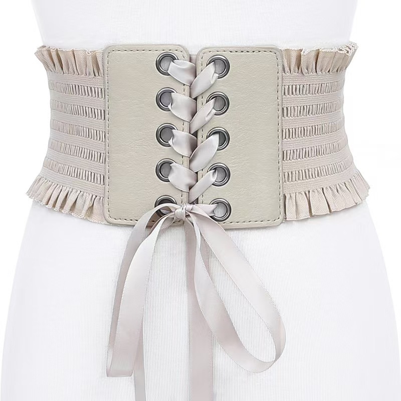 2026 Cross-Border New European And American Style Women's Elastic Wide Waistband Fashion Tassel Corset_voghion.com