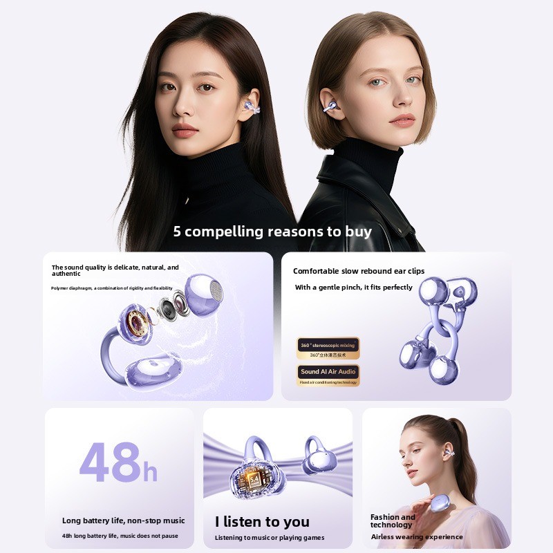Auricolari bluetooth clip a orecchio con riduzione del rumore_voghion.com
