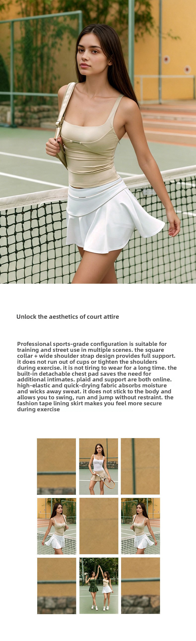 Women's racerback tennis top and skort set