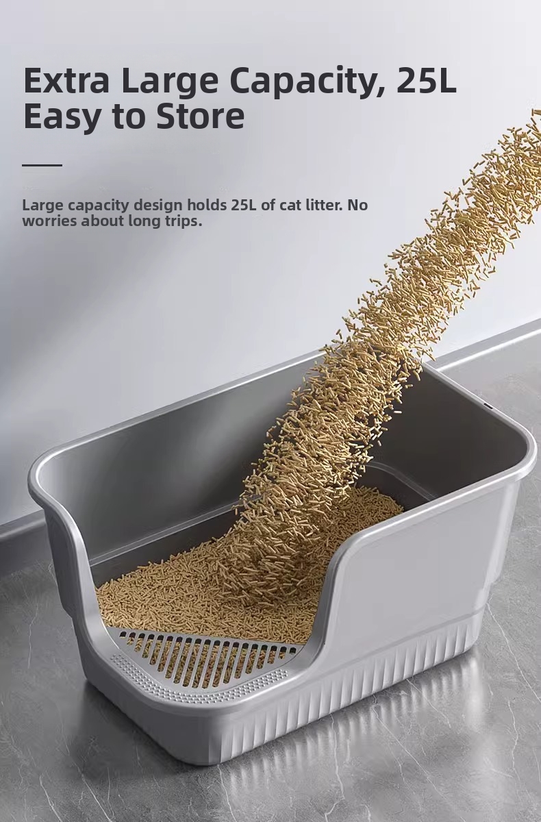 Extra Large Anti-splash Cat Litter Box Open Semi-enclosed Tray_voghion.com