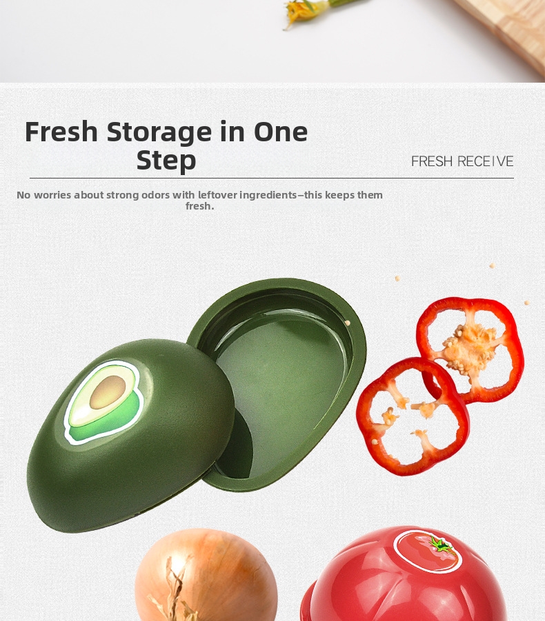Contenitore di plastica con coperchio per avocado, cipolla, pomodoro e verdure, cucina, sala da pranzo, casa, giardino_voghion.com