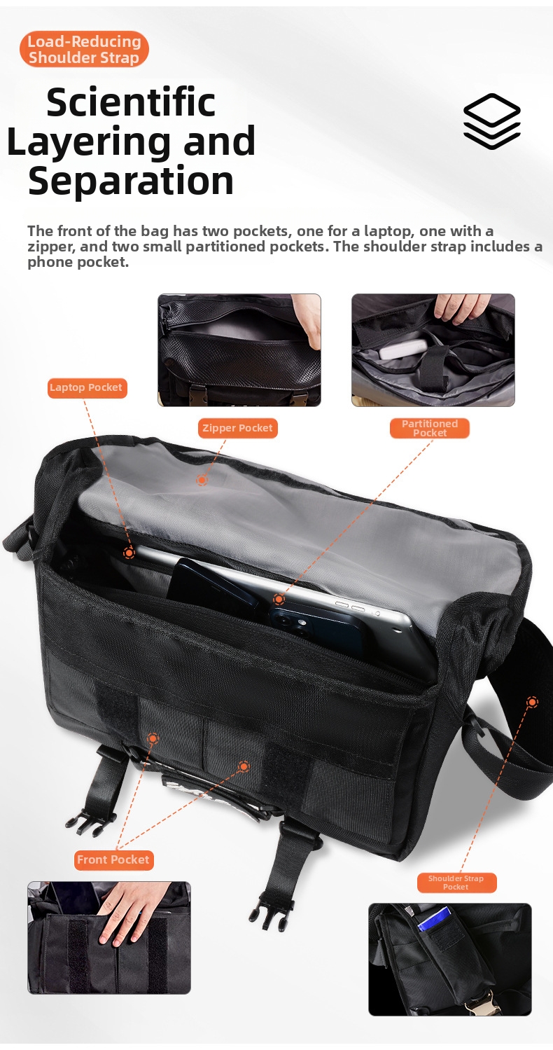 Men's Motorcycle Riding Crossbody Bag Waterproof Motorbike Backpack Commuter Shoulder Bag Rider Gear_voghion.com