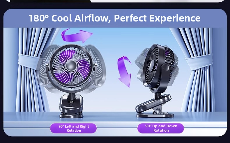 Ventilateur oscillant à clip avec veilleuse pour maison_voghion.com
