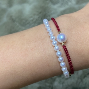 Zhuji Pearl 4-5mm Aurora Natural Freshwater Pearl Bracelet Nearly Perfect Circle Micro Flaw 925 Silver Pull Tail Chain