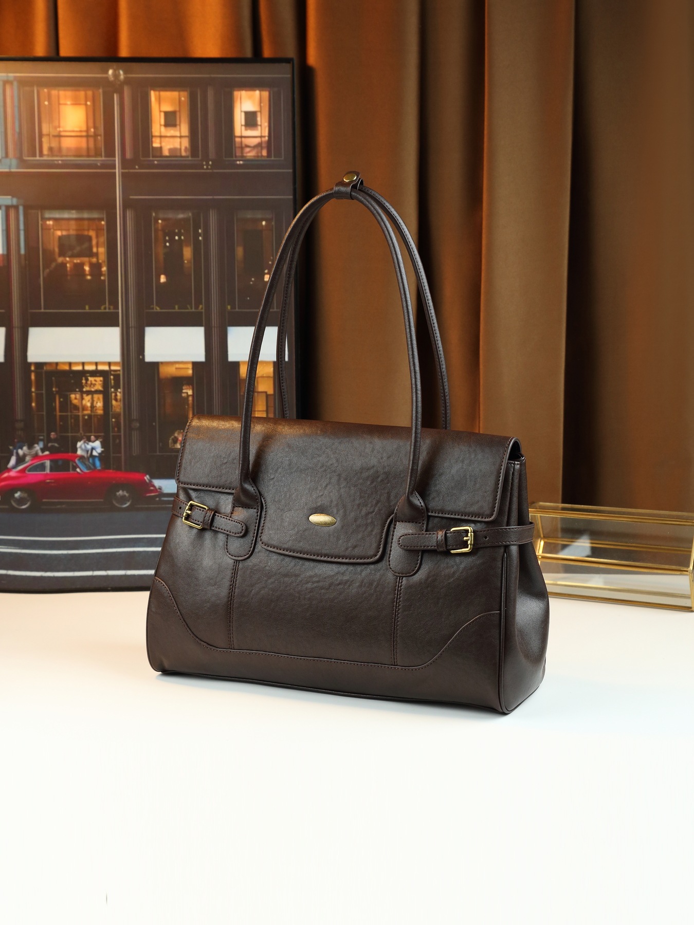 Women's Retro Genuine Leather Shoulder Bag Large Tote Handbag_voghion.com