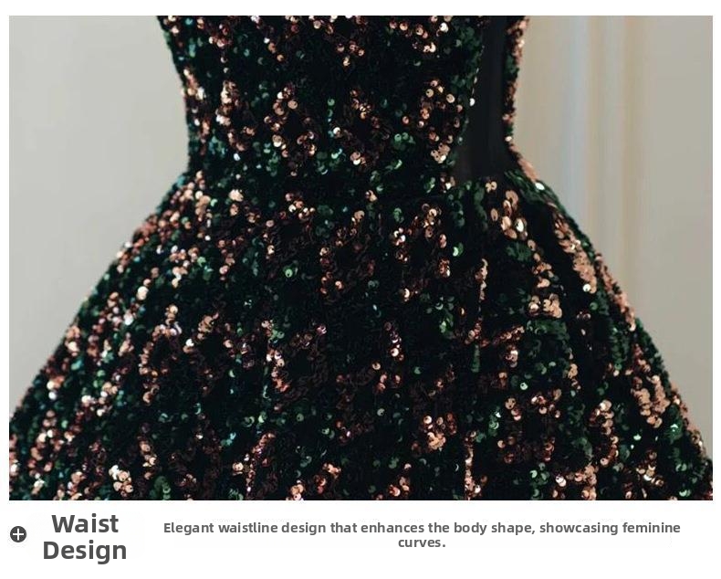 Elegant Strapless Sequined Evening Dress New Style For Women Perfect For Annual Meetings Emcees Students Art Exams Banquets_ecoleips.com