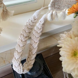In stock Japanese twist cotton rope strap hand-woven bohemian cotton rope twist braid strap curtain decoration