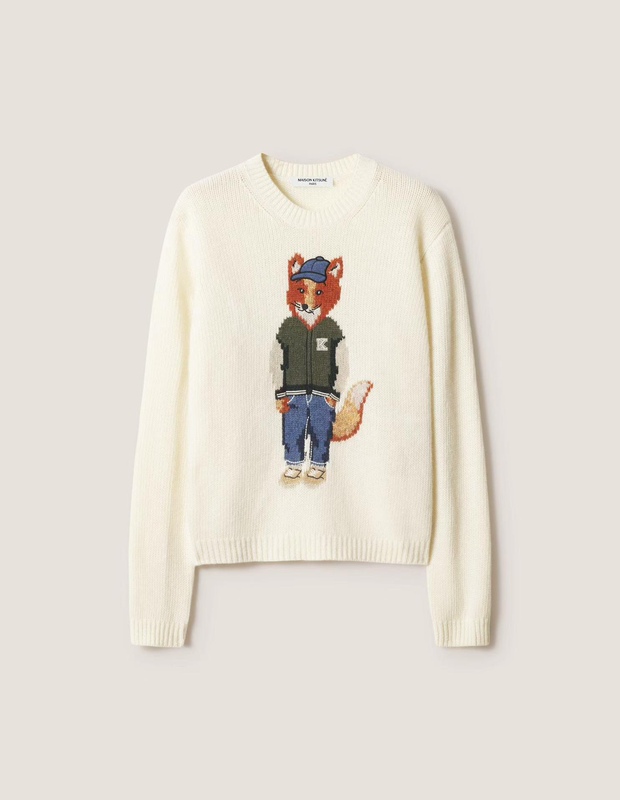 MK Little Fox Elegant Fox Round Neck Sweater, Unisex