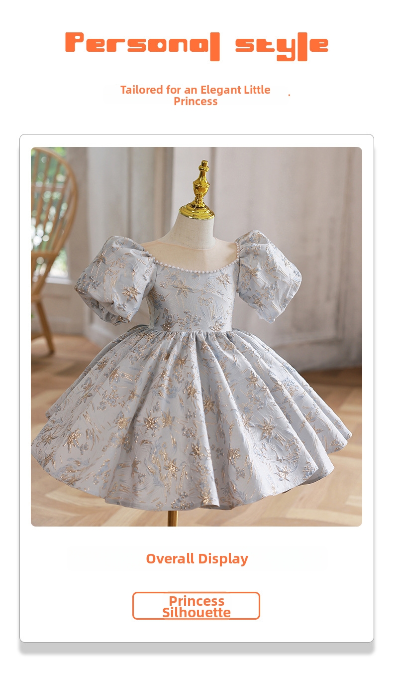 Prinsessklänning för flickor lätt polyester för pianouppträdande_voghion.com