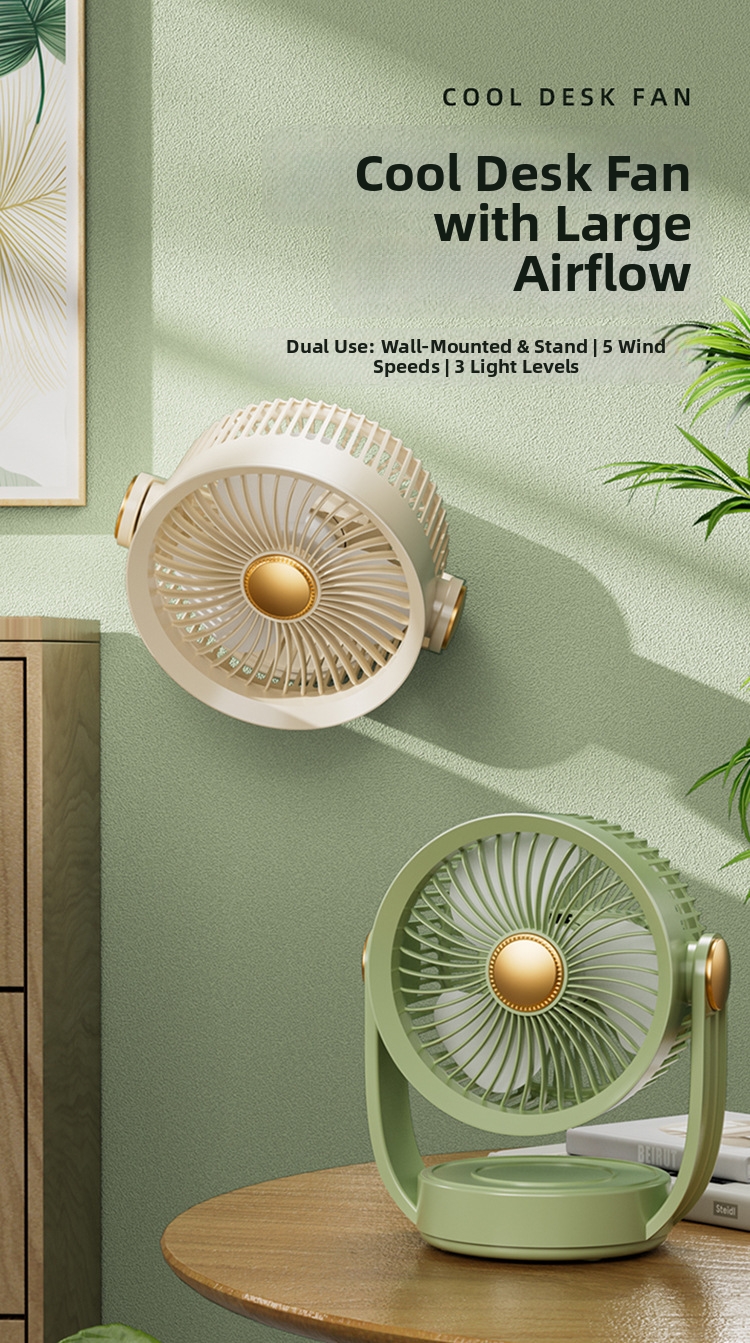 Ventilatore da tavolo usb ricaricabile con luce per ufficio_voghion.com