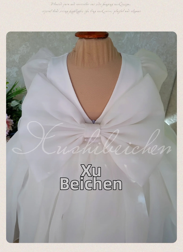 Witte prinsessenjurk voor meisjes met tule rok en strik_voghion.com