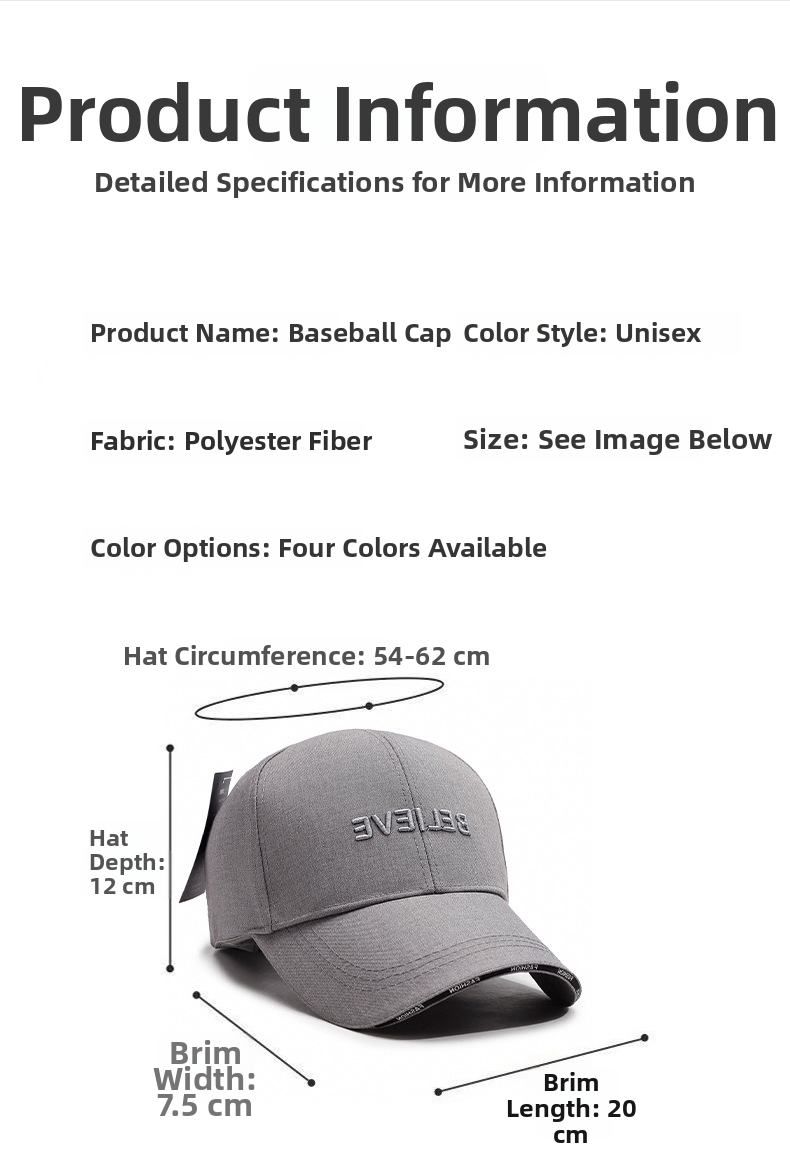 Men's Stylish Embroidered Baseball Cap Versatile Sun Hat_voghion.com