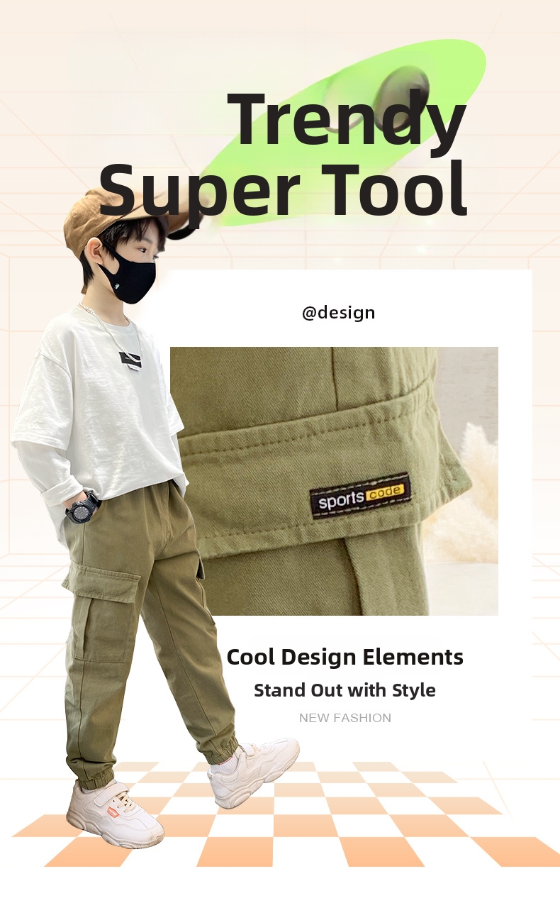 Pantalon cargo sport pour garçon pantalon printemps décontracté_voghion.com