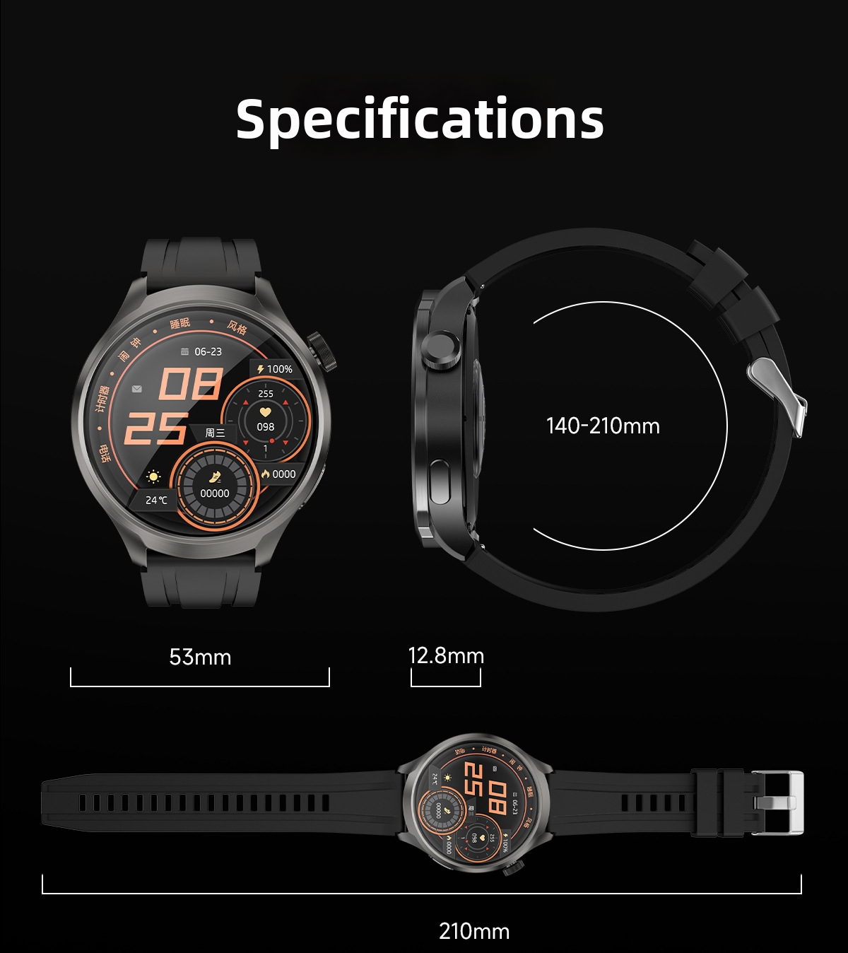 DK69 Bluetooth Smartwatch 1.85 Inch Display Heart Rate Monitor Compass Multi Sport Functionality_voghion.com