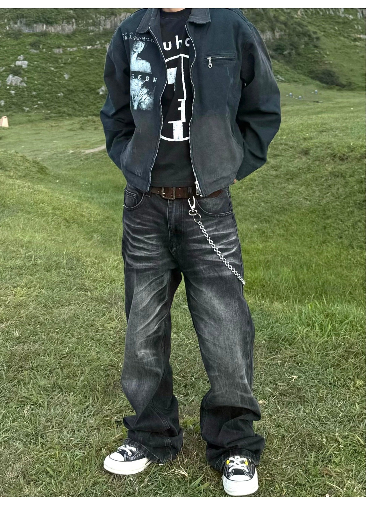 Men's Clothing Natural Fading Styledonous Straight Leg Flared Jeans Black Versatile Clean Fit Pants Men's Clothing Denim_mkmklike.com