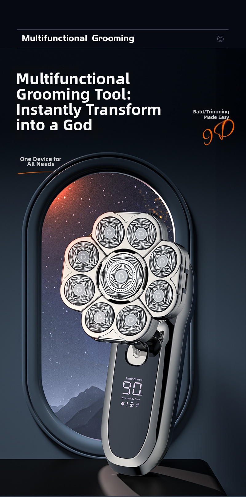 Electric Shaver 6-in-1 Rechargeable Hair Clipper For Bald Heads_voghion.com