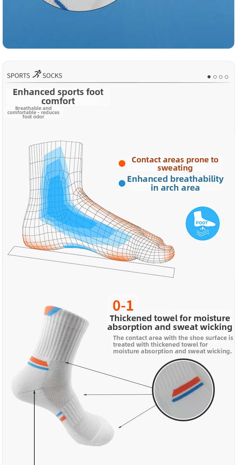 Men's Mid Calf Badminton Sports Socks Breathable High Elasticity Sweat Absorbing Outdoor Thickened Towel Socks_desvips.com