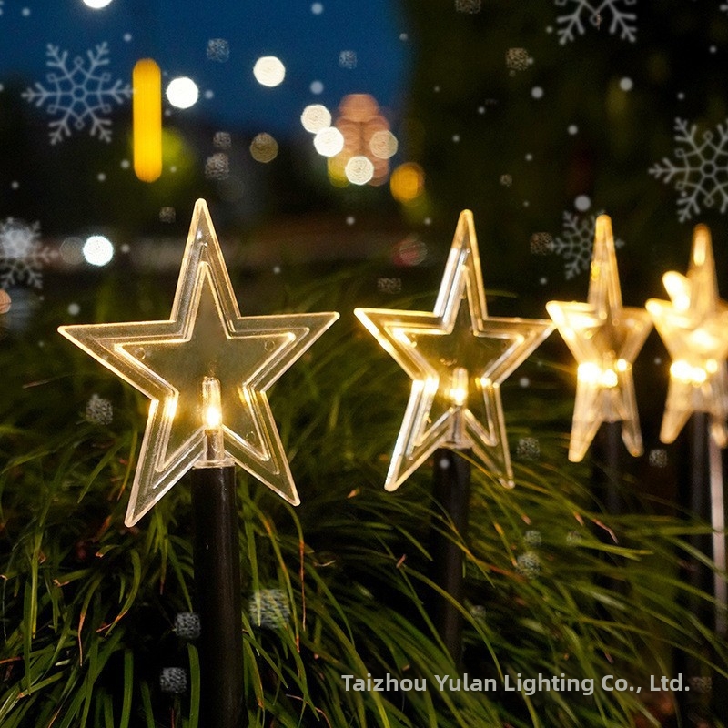 Christmas Outdoor Patio Decorative LED String Lights Solar Powered Star Snowflake Bell Design For Garden Home Decoration_voghion.com
