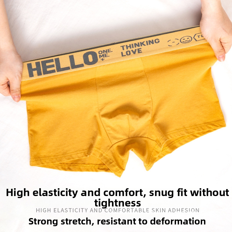 Men's Solid Color Boxer Briefs Comfortable Underwear With Dynamic Waistband Soft Breathable Four-Legged Shorts For All Season Wear_voghion.com
