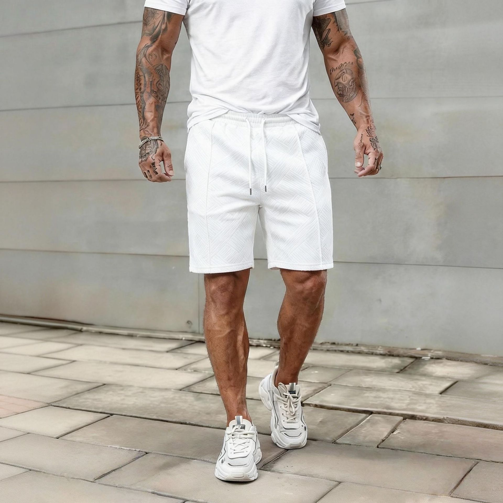 Men's Summer Casual Breathable Loose Fit Quick-Dry Beach Shorts With Jacquard Pattern For Sports & Outdoor Activities_voghion.com