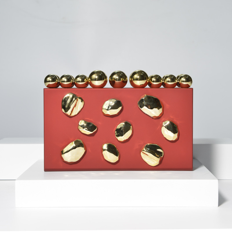 Bolso de hombro irregular de acrílico de moda con cadena, bolso bandolera minimalista de lujo ligero de alta gama para uso nocturno._voghion.com