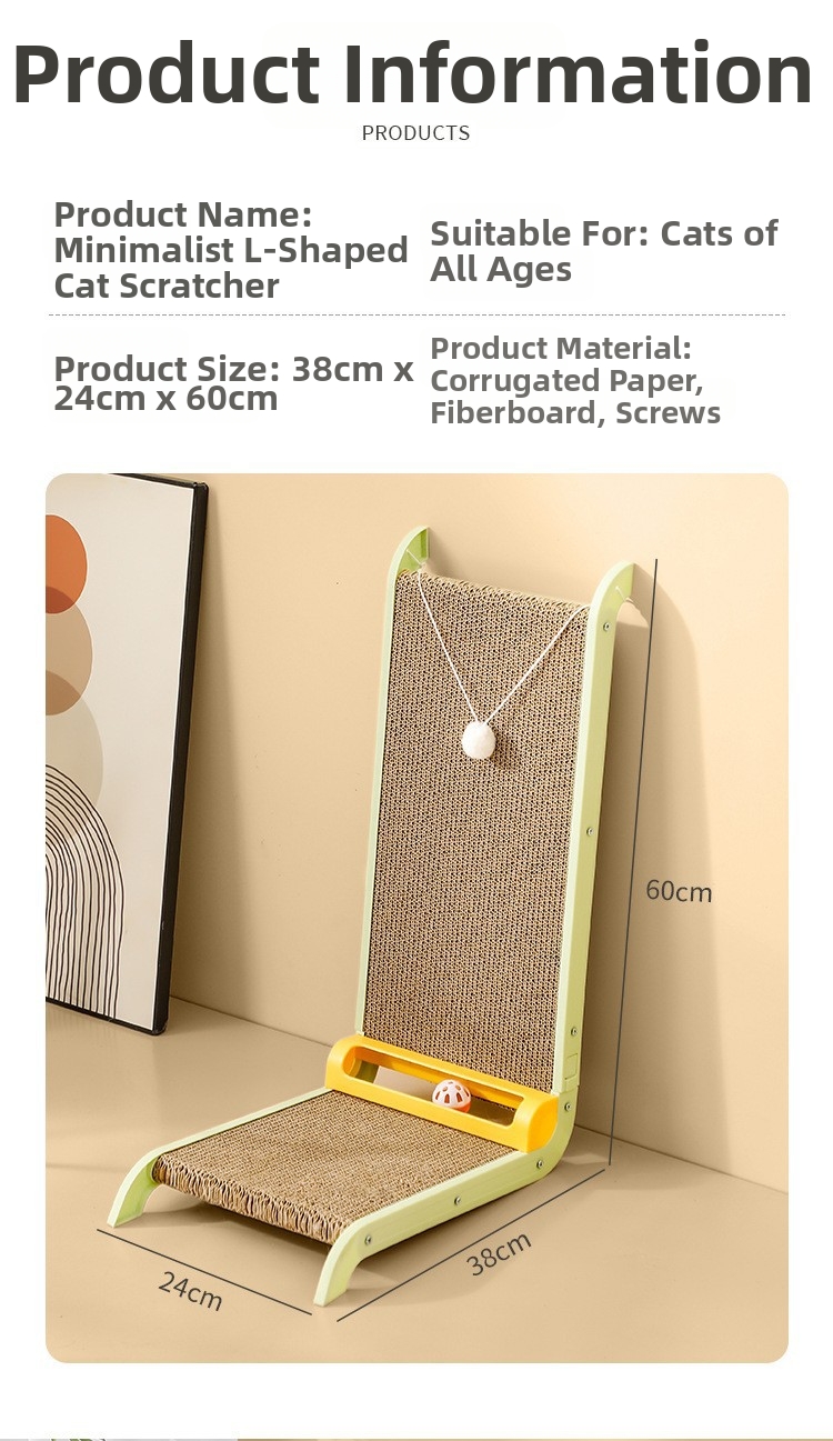 L Shaped Cat Scratching Post Wall Mounted Scratch Resistant Large Size Anti Scratch Pet Toy_voghion.com
