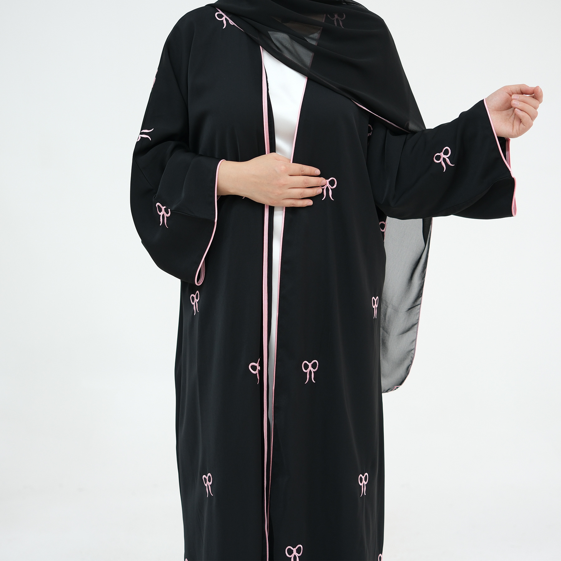 Dam abaya broderad blommig kofta elegant plus size klänning_voghion.com
