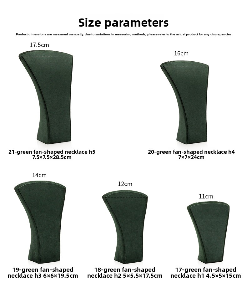 A044- (17-21) green velvet scalloped leather necklace - (xuyue) details page _